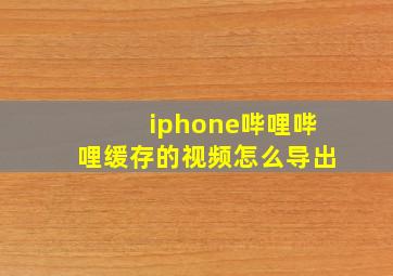 iphone哔哩哔哩缓存的视频怎么导出