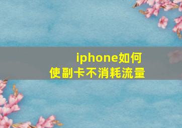 iphone如何使副卡不消耗流量