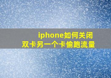 iphone如何关闭双卡另一个卡偷跑流量