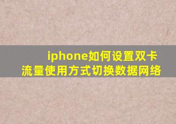 iphone如何设置双卡流量使用方式切换数据网络