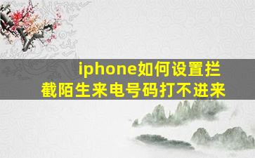 iphone如何设置拦截陌生来电号码打不进来