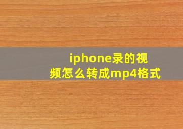 iphone录的视频怎么转成mp4格式