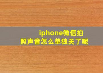 iphone微信拍照声音怎么单独关了呢