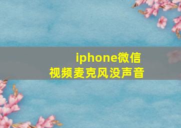 iphone微信视频麦克风没声音