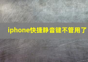 iphone快捷静音键不管用了