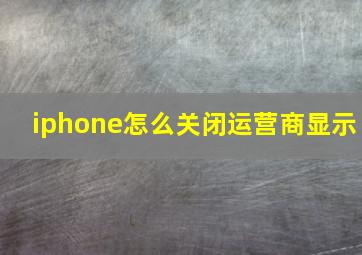 iphone怎么关闭运营商显示