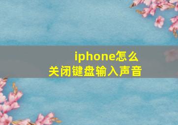 iphone怎么关闭键盘输入声音