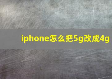 iphone怎么把5g改成4g