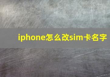 iphone怎么改sim卡名字