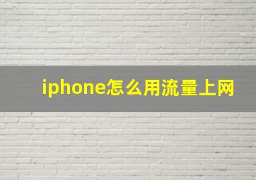 iphone怎么用流量上网