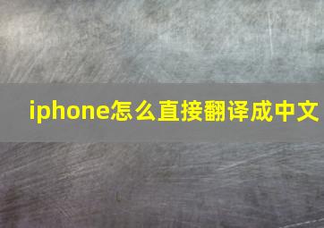 iphone怎么直接翻译成中文