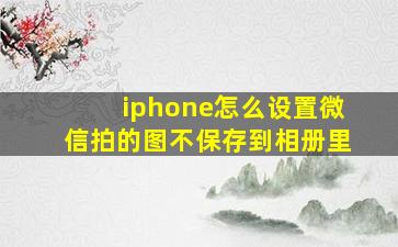 iphone怎么设置微信拍的图不保存到相册里