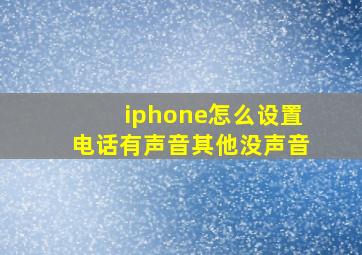 iphone怎么设置电话有声音其他没声音