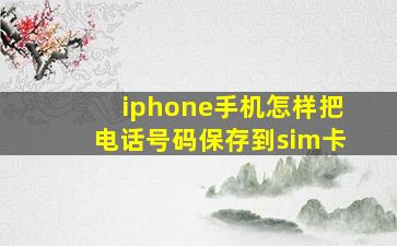 iphone手机怎样把电话号码保存到sim卡