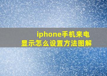 iphone手机来电显示怎么设置方法图解