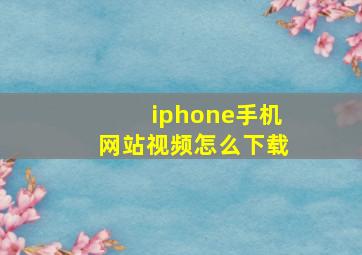 iphone手机网站视频怎么下载