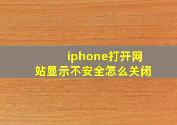 iphone打开网站显示不安全怎么关闭