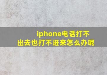 iphone电话打不出去也打不进来怎么办呢