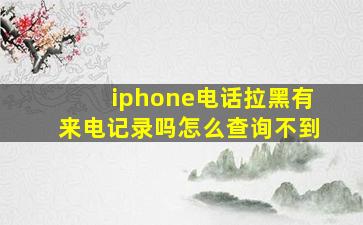 iphone电话拉黑有来电记录吗怎么查询不到