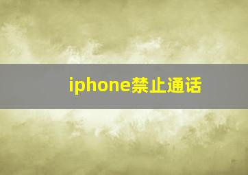 iphone禁止通话