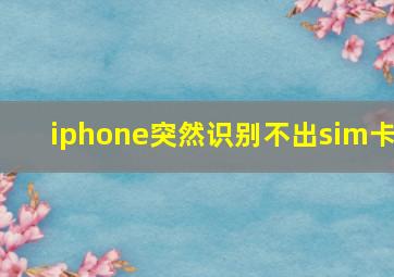 iphone突然识别不出sim卡