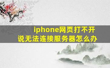 iphone网页打不开说无法连接服务器怎么办