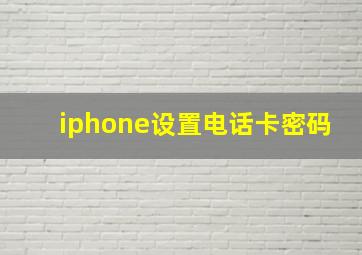 iphone设置电话卡密码