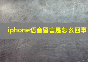 iphone语音留言是怎么回事