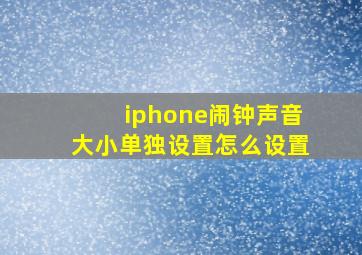 iphone闹钟声音大小单独设置怎么设置