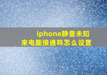 iphone静音未知来电能接通吗怎么设置