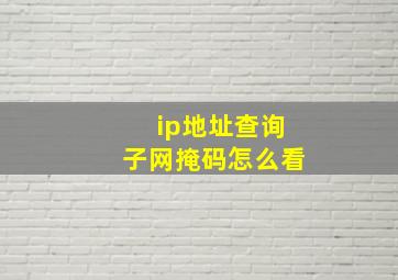 ip地址查询子网掩码怎么看