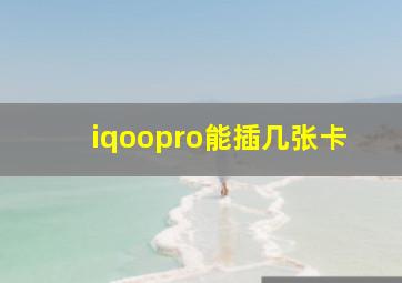 iqoopro能插几张卡