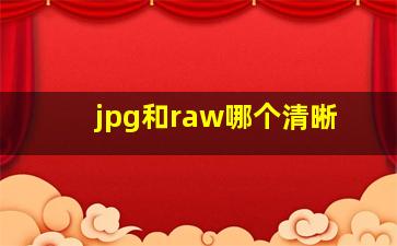 jpg和raw哪个清晰