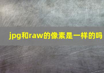 jpg和raw的像素是一样的吗