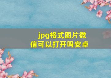 jpg格式图片微信可以打开吗安卓