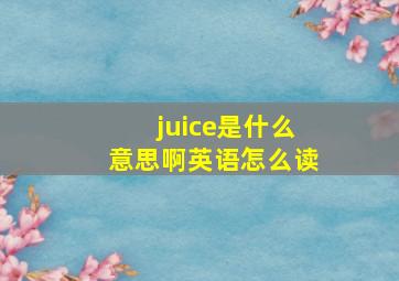 juice是什么意思啊英语怎么读