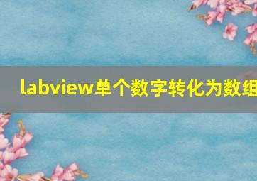 labview单个数字转化为数组