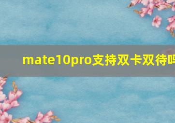 mate10pro支持双卡双待吗