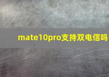 mate10pro支持双电信吗