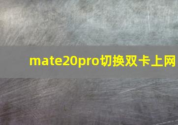 mate20pro切换双卡上网