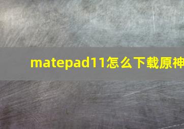 matepad11怎么下载原神