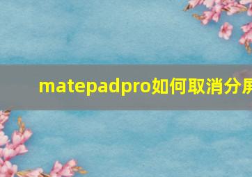 matepadpro如何取消分屏