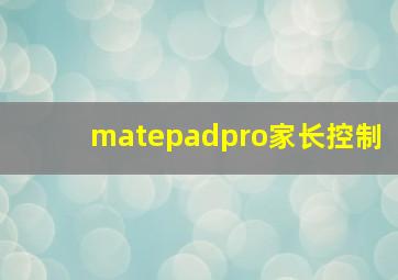 matepadpro家长控制