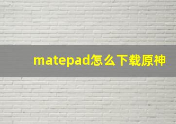 matepad怎么下载原神