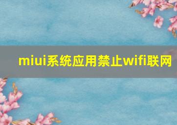 miui系统应用禁止wifi联网