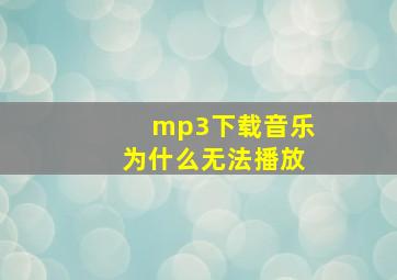 mp3下载音乐为什么无法播放