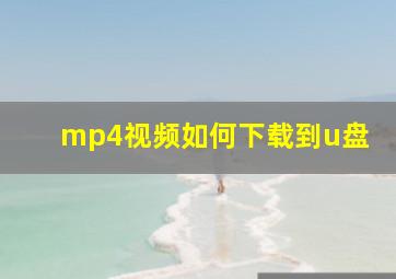 mp4视频如何下载到u盘