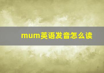 mum英语发音怎么读