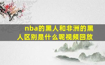 nba的黑人和非洲的黑人区别是什么呢视频回放