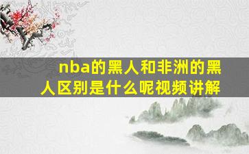 nba的黑人和非洲的黑人区别是什么呢视频讲解